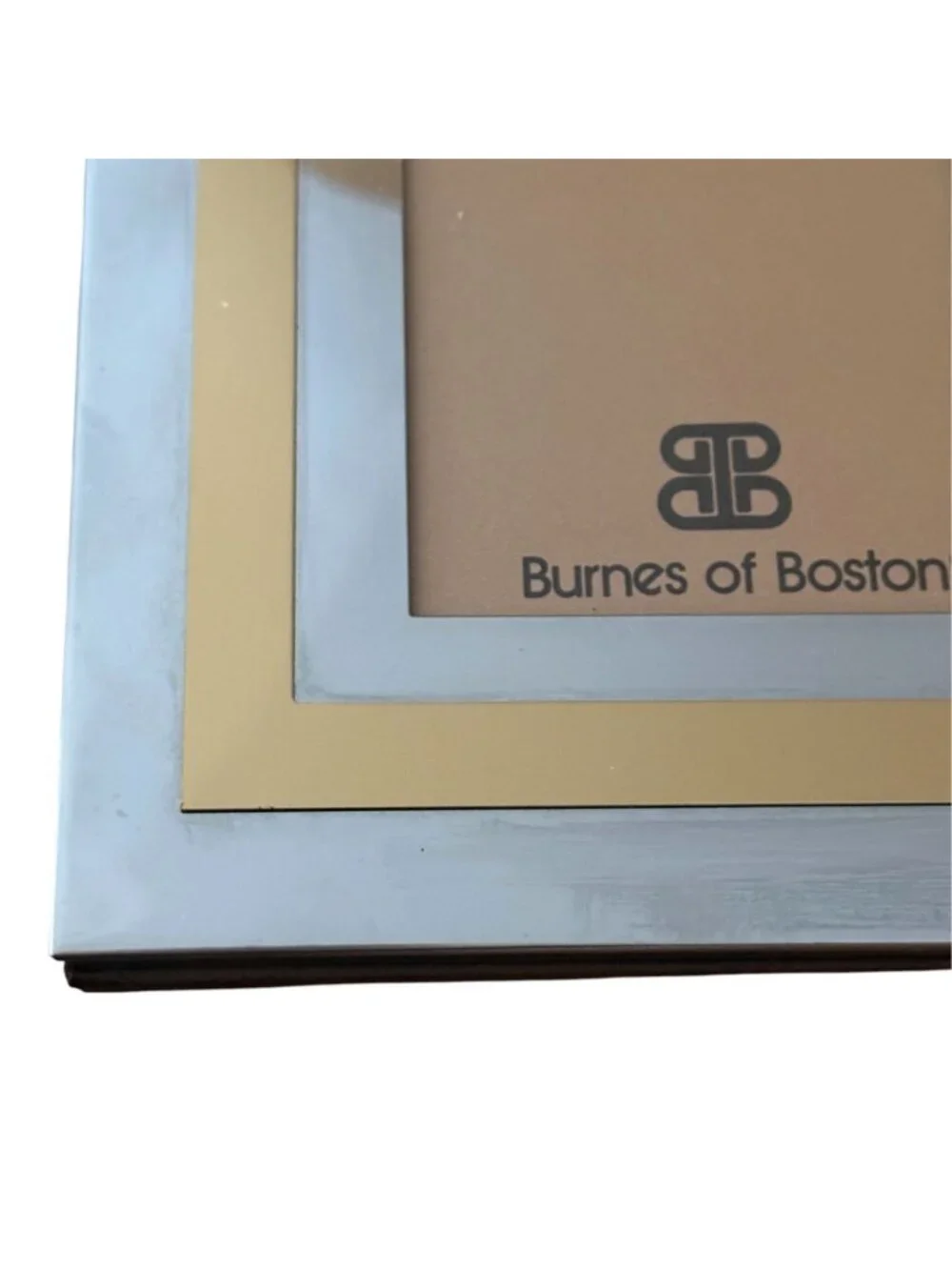 BURNES of BOSTON Photo Frame Silver Gold Metal Desk or Wall Vintage Modern Deco